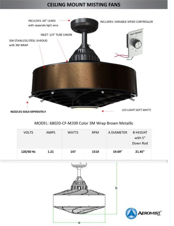 brown metallic misting fan